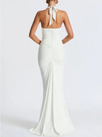 Liana Deep-V Halter Maxi Dress