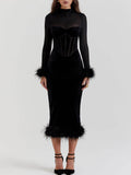 Black Velvet Midi Dress