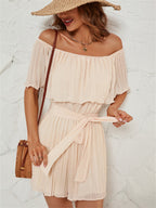 One-shoulder Mesh Jumpsuits
