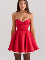 Liber Summer Women's Backless Solid Color Mini&Short Dresses