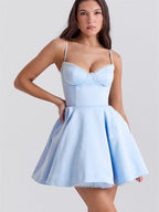 Liber Summer Women's Backless Solid Color Mini&Short Dresses