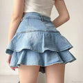 Light Blue Ruffled Denim Skirt