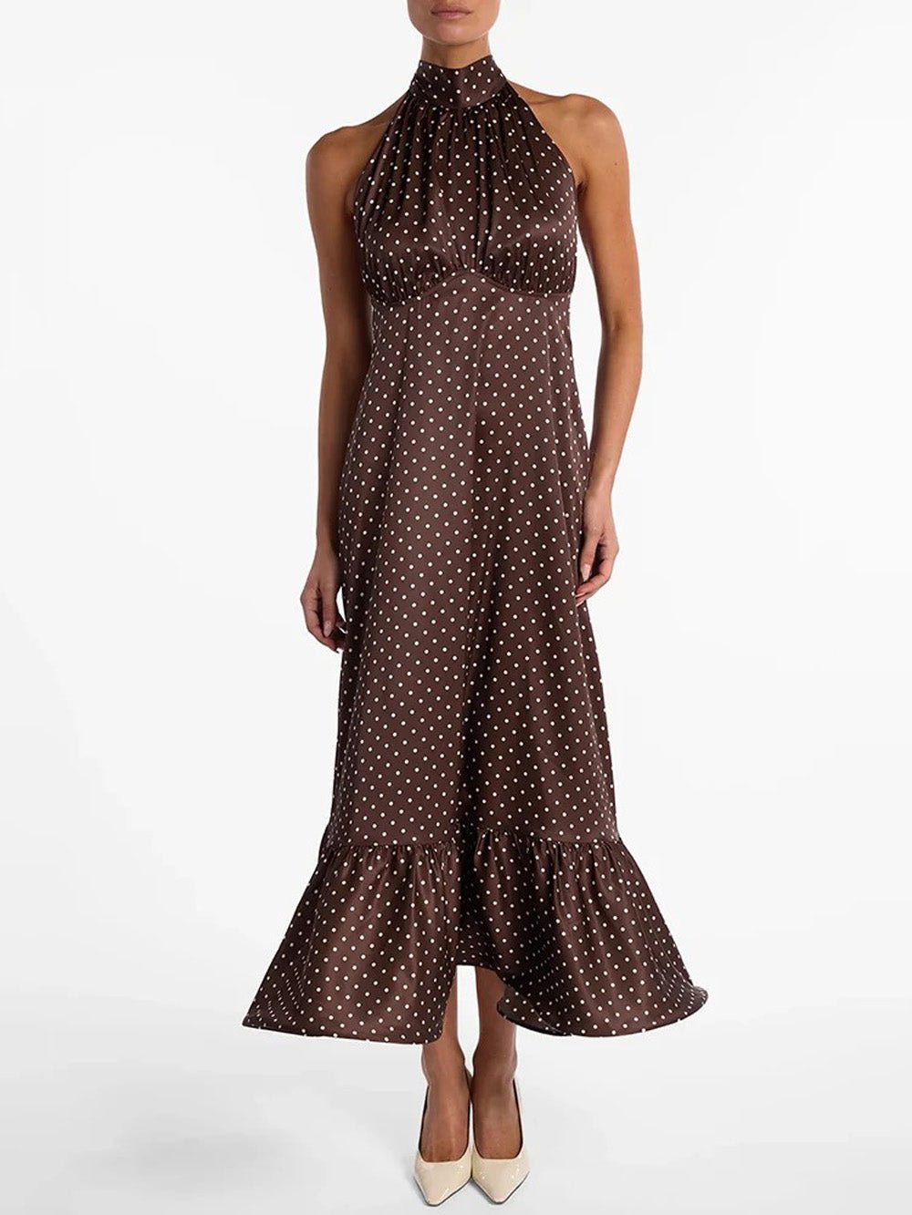 Lilou Polka Dot Halter Maxi Dress