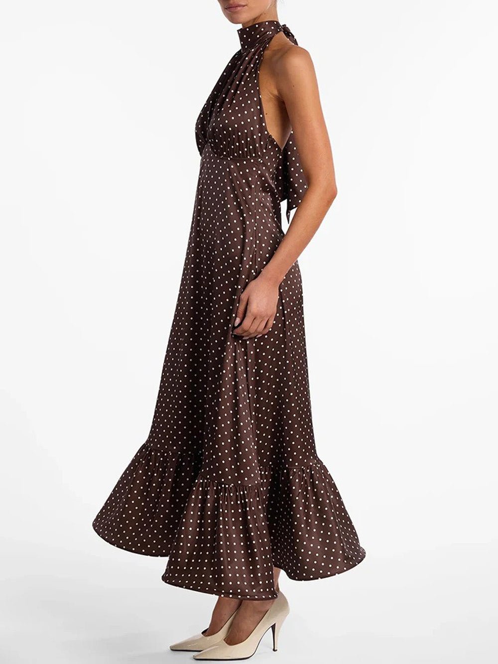 Lilou Polka Dot Halter Maxi Dress