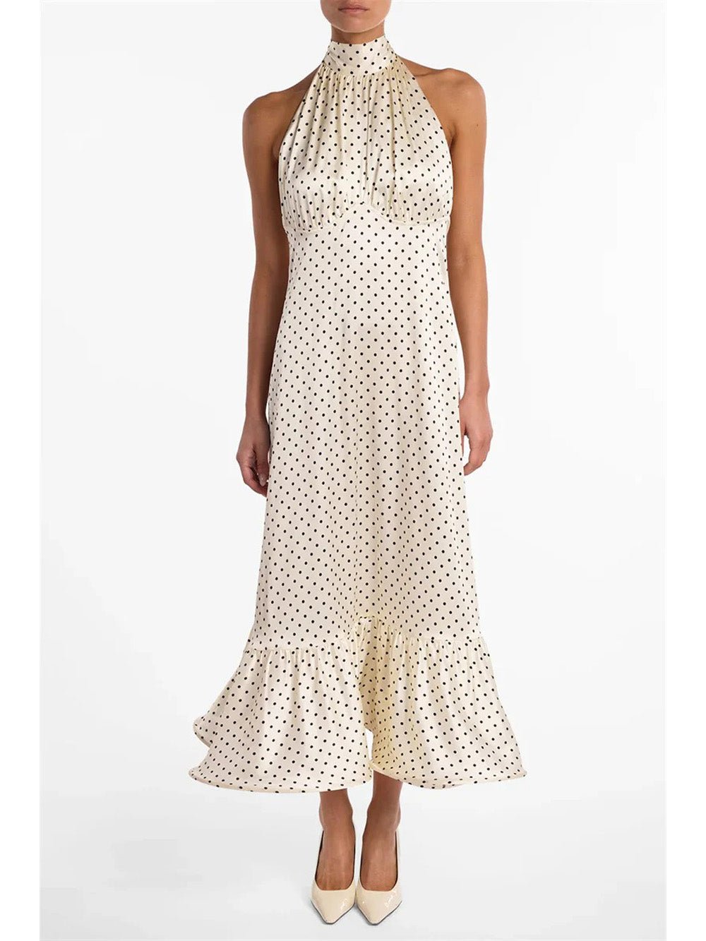Lilou Polka Dot Halter Maxi Dress