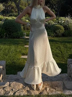 Lilou Polka Dot Halter Maxi Dress