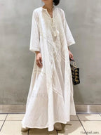 White Linen Lace-up Dress