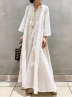 White Linen Lace-up Dress