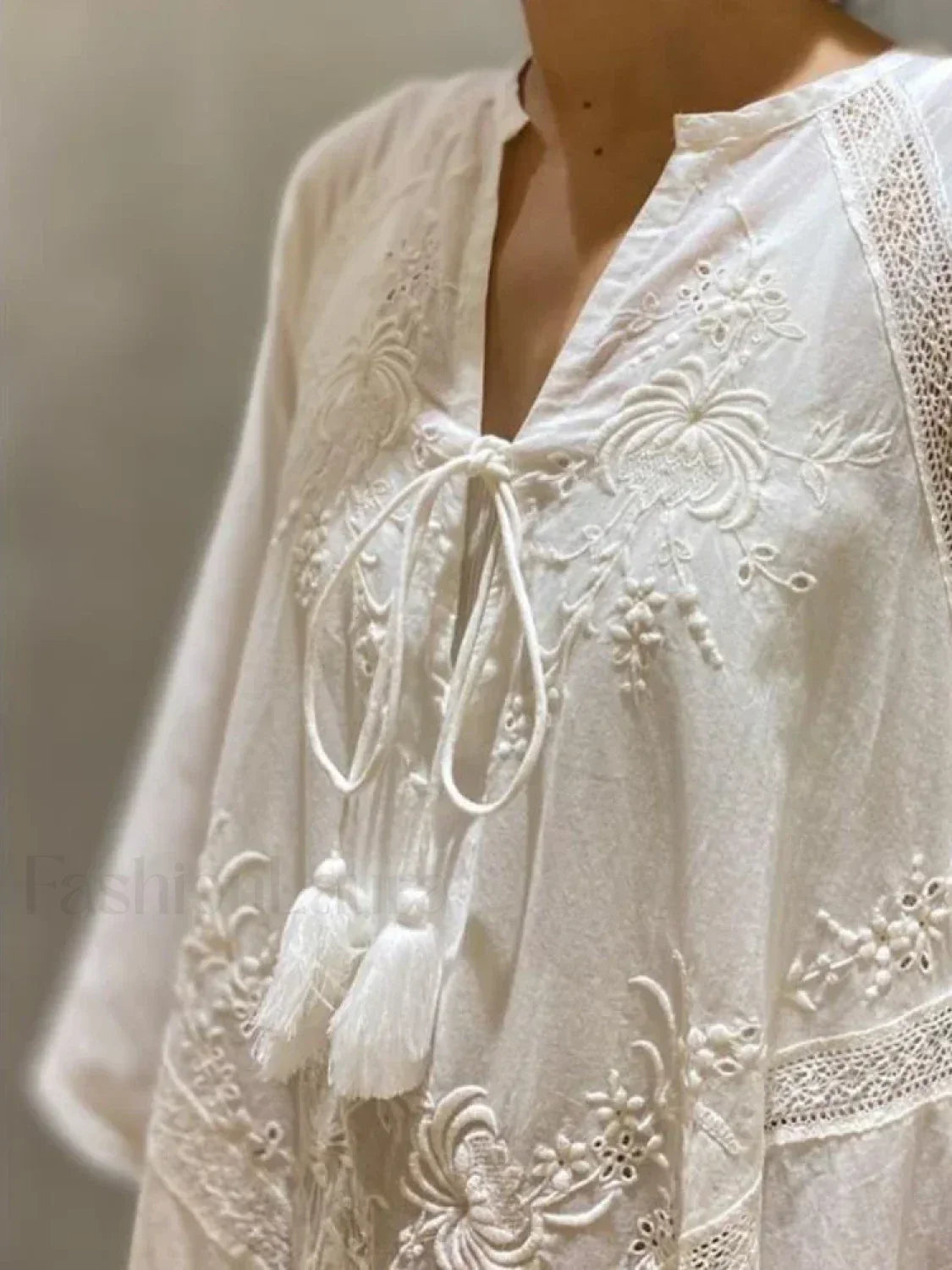 White Linen Lace-up Dress