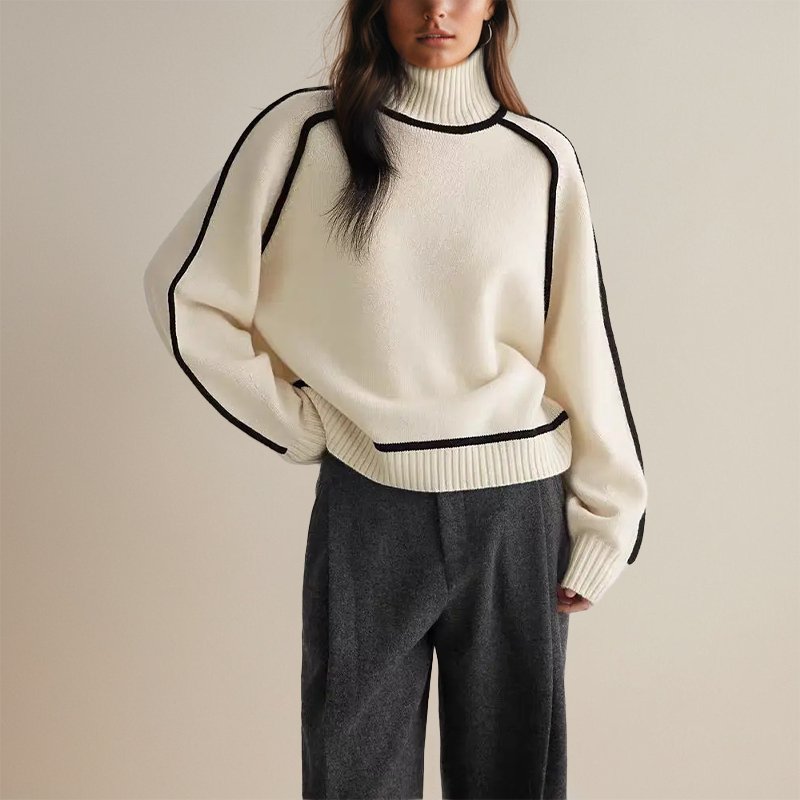 | Women’s Winter Color Block Turtleneck Sweater