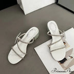 Liyke Brand Glitter Rhinestones Bowknot Women Slippers Crystal Low Heels Summer Sandals