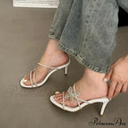 Liyke Brand Glitter Rhinestones Bowknot Women Slippers Crystal Low Heels Summer Sandals
