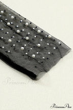 Long Cropped with Pearl Top Mesh Sleeves