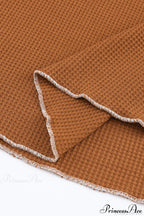 Long Round Arm Neck Brown Textured Top