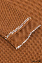 Long Round Arm Neck Brown Textured Top