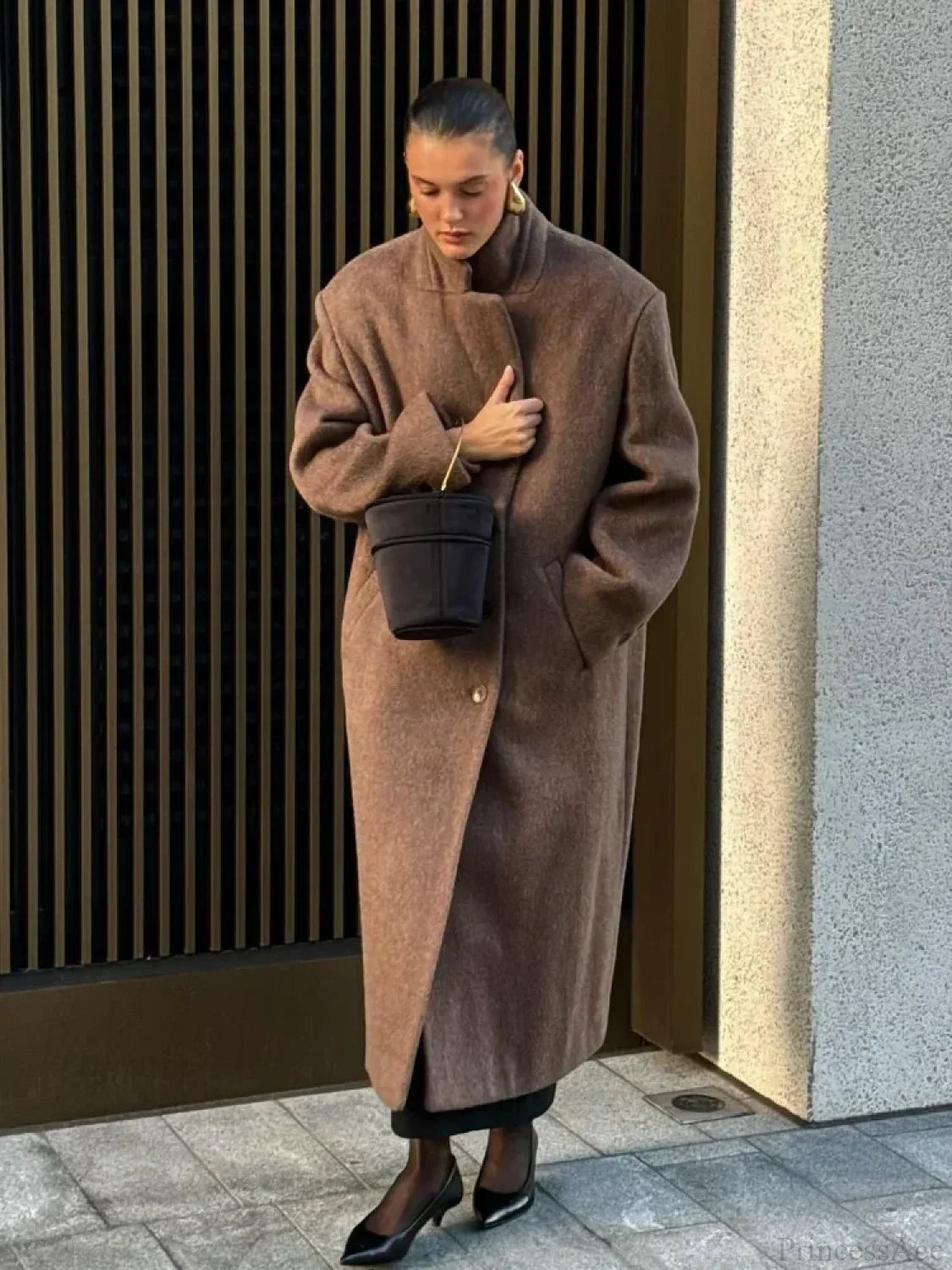 Long Scarf Wool Blends Coat