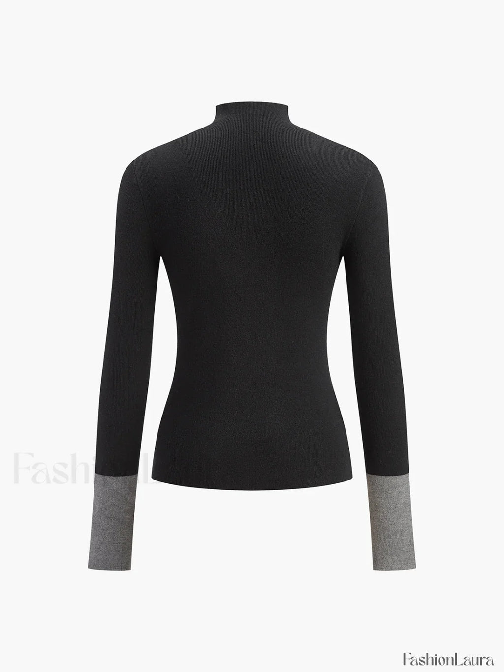 Long Sleeve Contrast Cuff Knit Top