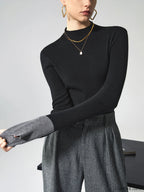 Long Sleeve Contrast Cuff Knit Top