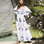 Long Sleeve Ethnic Tunic Maxi Dress