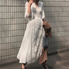 Long Sleeve Oversized Floral Ethnic Boho Dress
