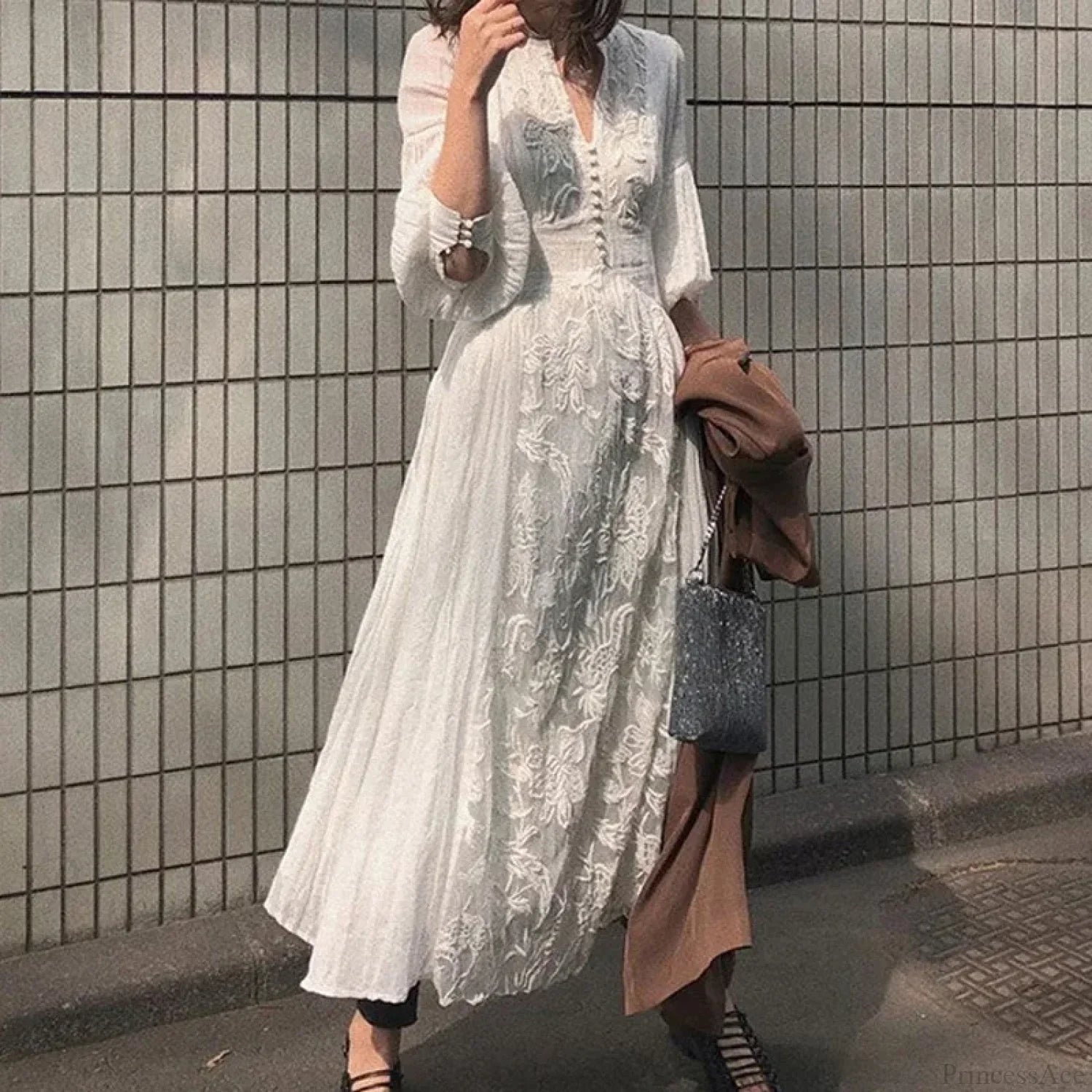 Long Sleeve Oversized Floral Ethnic Boho Dress