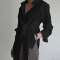 Long Sleeve Ruched Lace-up White Blouse