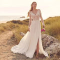 Long Sleeve Sheer Tulle Bridal Wedding Dress