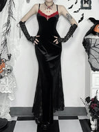 Long Strap Lace Patchwork Maxi Dress