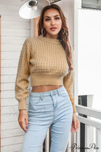 Long Sweater Round Cropped Arm with Neck