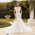 Long Train Lace Bridal Wedding Dress