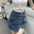 Loose Denim Pants Style Skirt