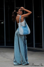 Loose Fit Draped Backward Style Jeans