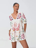 Loose Mini Beach Floral Dress for Vacation