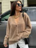 Loose Off Shoulder V-neck Cardigan