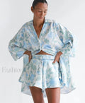 Loose Print Shirt Shorts Two Piece Set