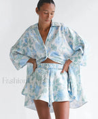 Loose Print Shirt Shorts Two Piece Set