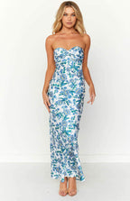 Paulina Luxe Printed Maxi Tube Dress with Knot Detail Boutique Collection