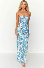 Paulina Luxe Printed Maxi Tube Dress with Knot Detail Boutique Collection