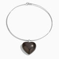 Sandalwood Heart Pendant Rhodium Plated Choker Necklace Love is Around
