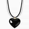 Heart Pendant Necklace with Two Tone Enameled Design and Wrapped Cord