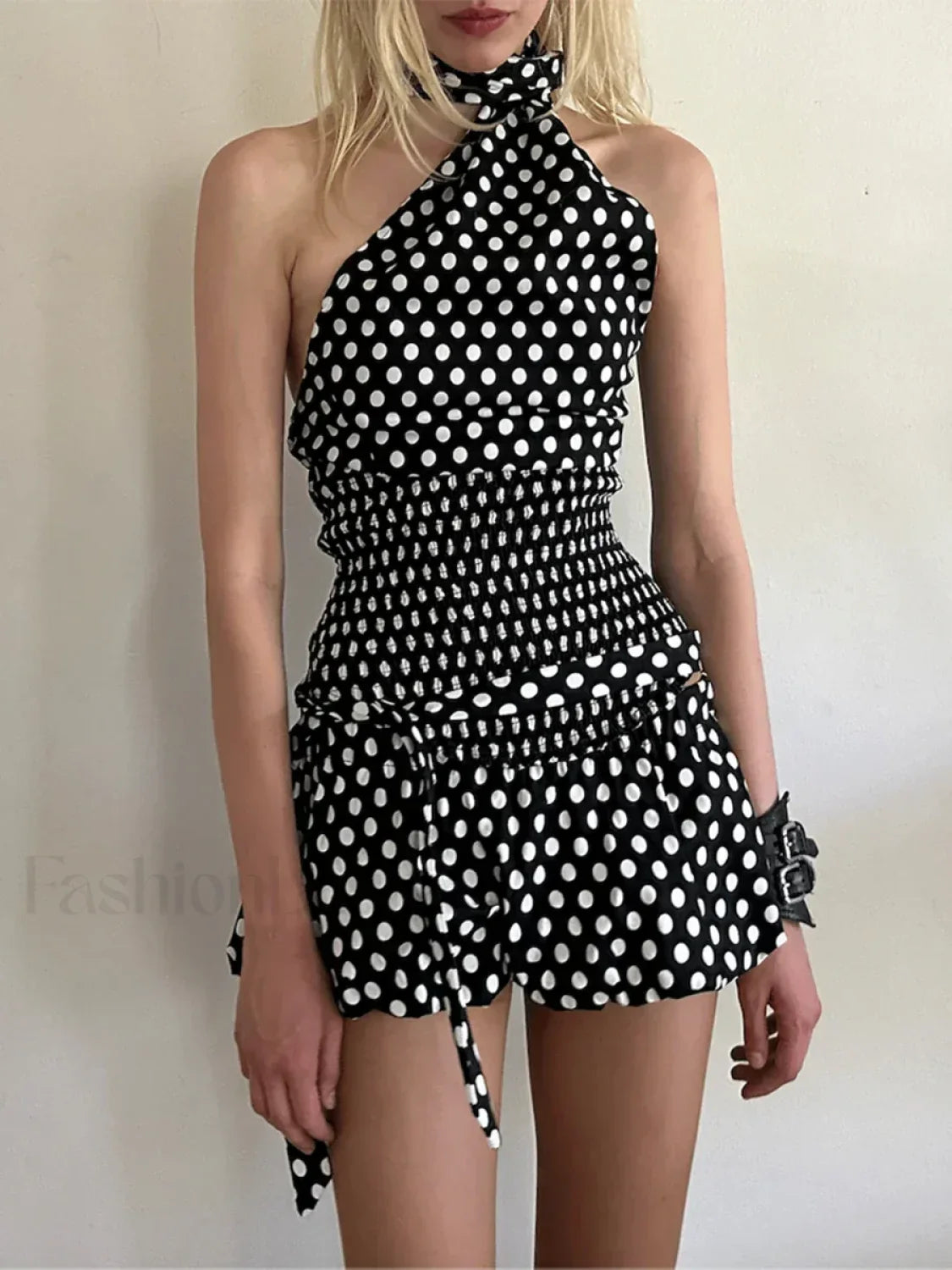 Low Waist Print Bubble Skirt Two Piece Set
