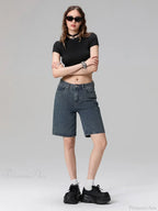 Low Waist Straight Leg Denim Short
