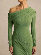 Lucille One Shoulder Ruched Maxi Dress
