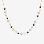 Cubic Zirconia Clover Pearl Cable Chain Bolo Slider Necklace