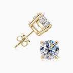 Sterling Silver Four Prong Moissanite Solitaire Stud Earrings