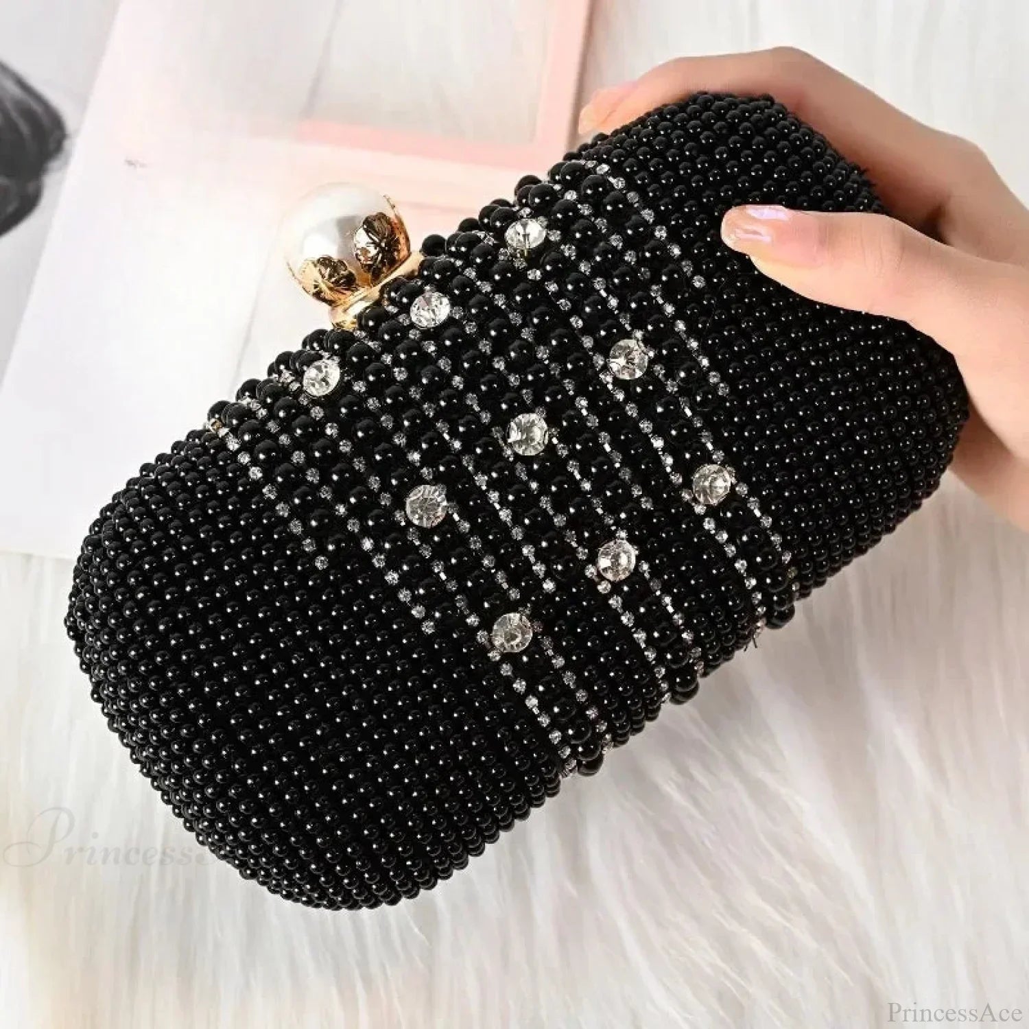Luxury Diamond Pearl Beaded Evening Wristlet