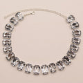 Emerald Cut Crystal Silver Plated Tennis Necklace - White