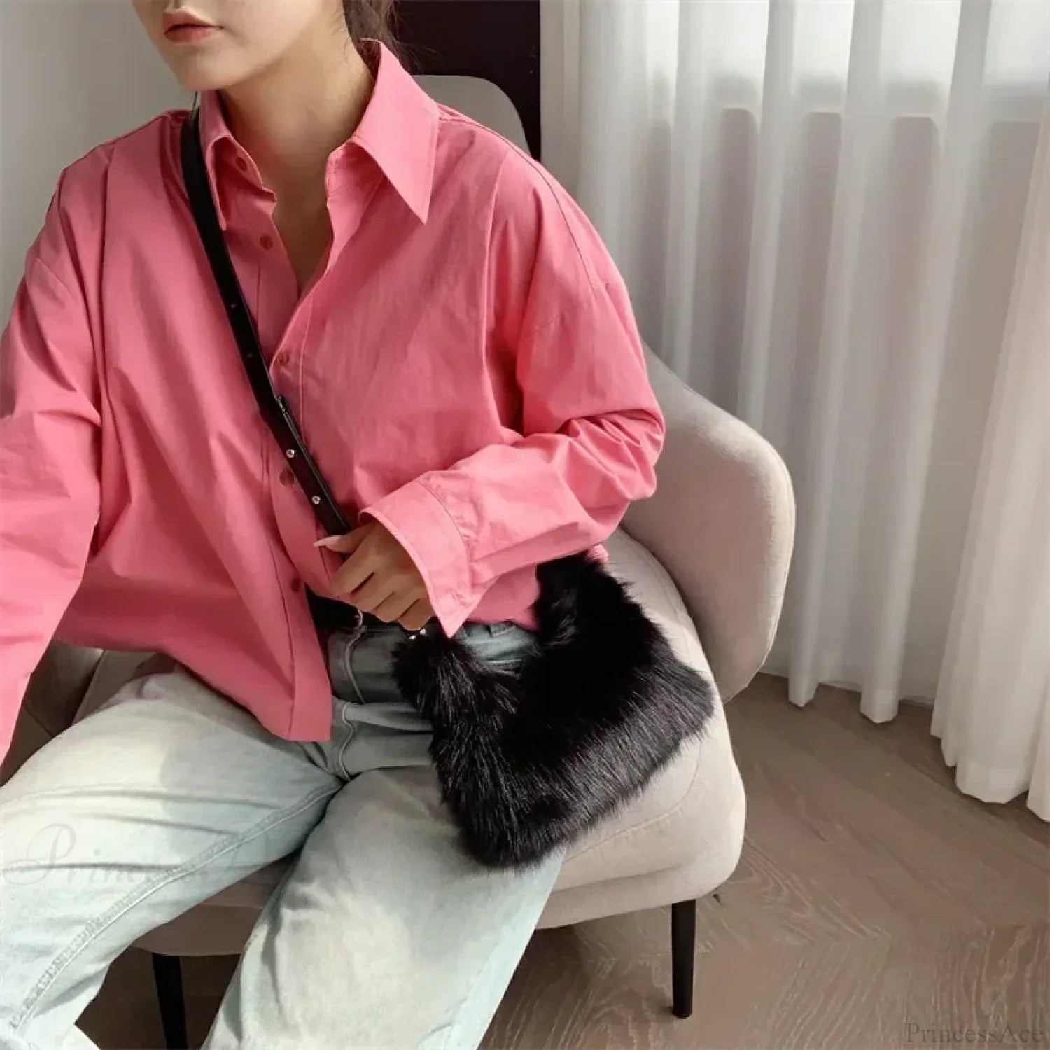 Luxury Faux Fur Plush Evening Clutch Crossbody Handbag