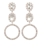Gold Triple Drop Earrings with Luxury Gem Detail and Crystal Embellishments