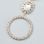 Gold Triple Drop Earrings with Luxury Gem Detail and Crystal Embellishments